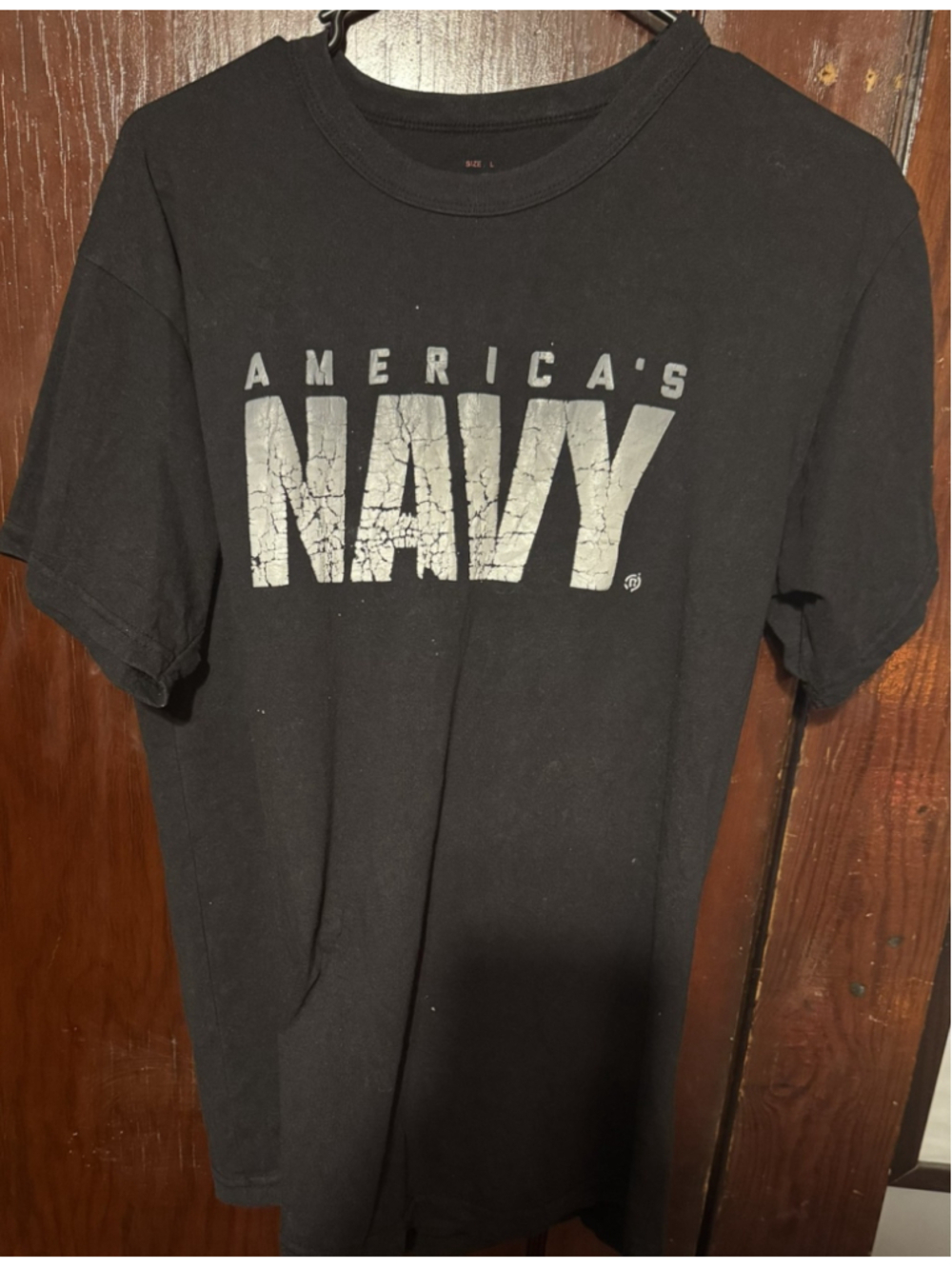 United States Navy Men's T Shirt Size L Black US Military